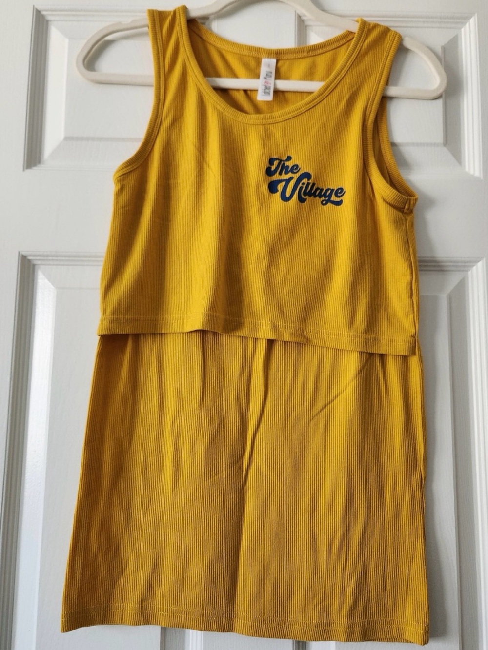 Latched Mama Mustard Yellow Nursing Tank with 'The Village' Script